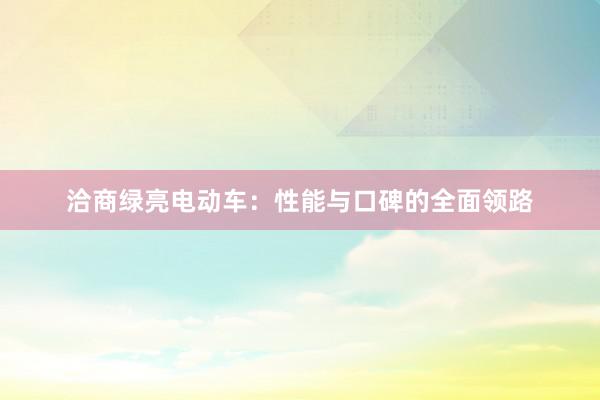 洽商绿亮电动车：性能与口碑的全面领路